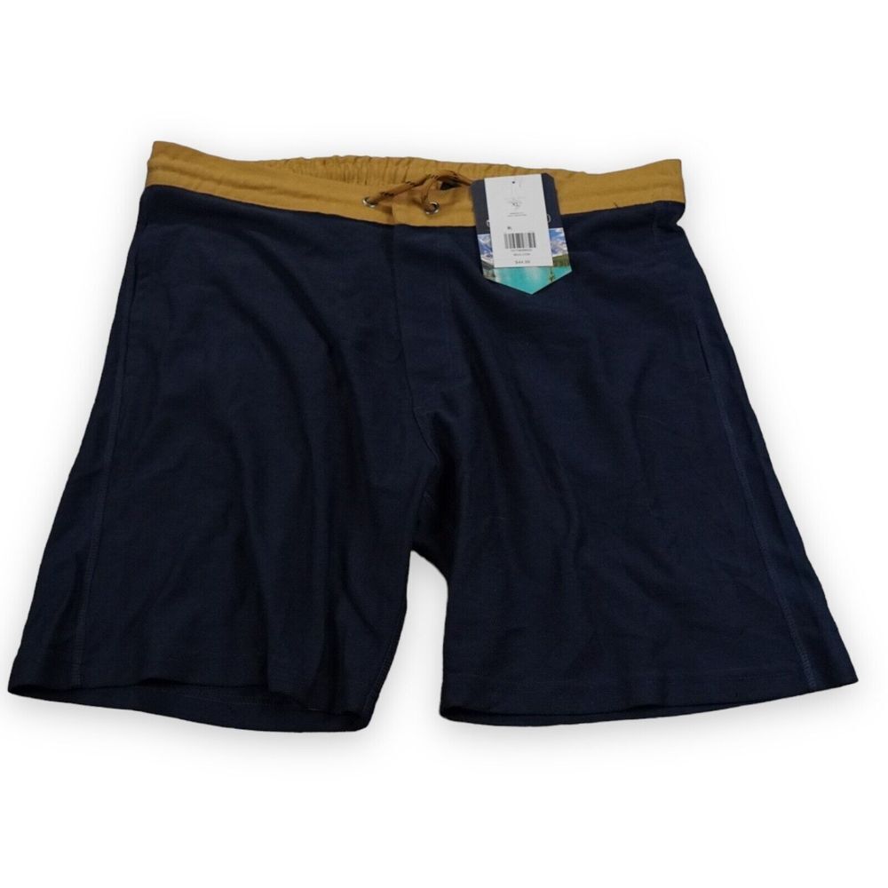 Mountain and Isles Shorts Men's Extra Large Navy Blue Mustard Draw String closur